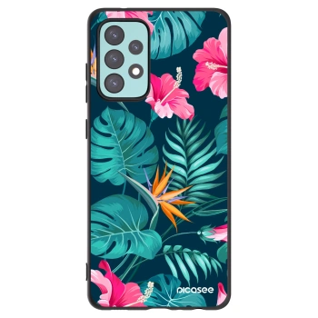 Picasee silikónový čierny obal pre Samsung Galaxy A72 A725F - Pink Monstera