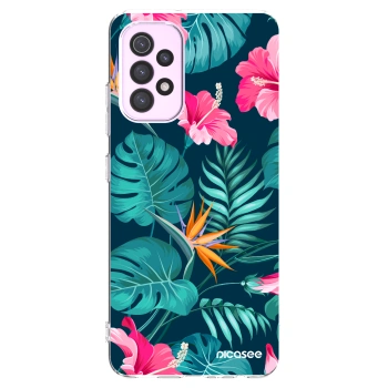 Picasee silikónový prehľadný obal pre Samsung Galaxy A32 5G A326B - Pink Monstera