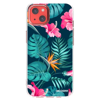 Picasee silikónový prehľadný obal pre Apple iPhone 13 - Pink Monstera