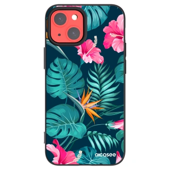 Picasee silikónový čierny obal pre Apple iPhone 13 mini - Pink Monstera
