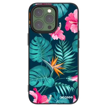 Picasee silikónový čierny obal pre Apple iPhone 13 Pro - Pink Monstera