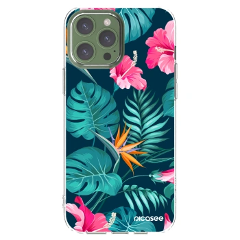 Picasee silikónový prehľadný obal pre Apple iPhone 13 Pro Max - Pink Monstera