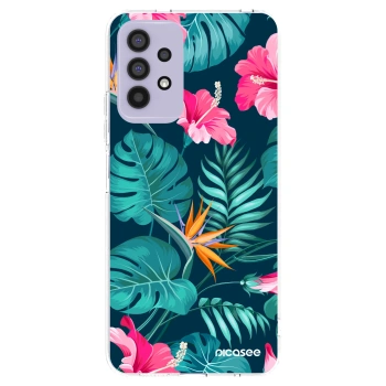 Picasee silikónový prehľadný obal pre Samsung Galaxy A32 4G SM-A325F - Pink Monstera