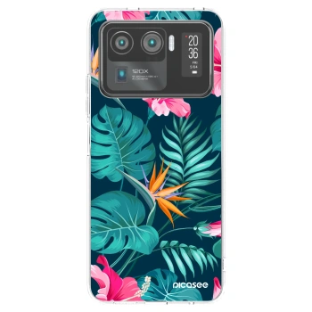 Picasee silikónový prehľadný obal pre Xiaomi Mi 11 Ultra - Pink Monstera