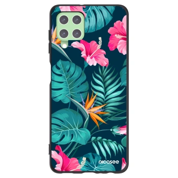 Picasee silikónový čierny obal pre Samsung Galaxy A22 A225F 4G - Pink Monstera