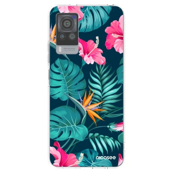 Picasee silikónový prehľadný obal pre Vivo X60 Pro 5G - Pink Monstera
