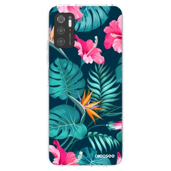 Picasee silikónový prehľadný obal pre Xiaomi Poco M3 Pro 5G - Pink Monstera