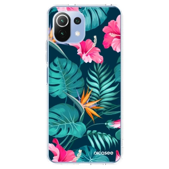 Picasee silikónový prehľadný obal pre Xiaomi 11 Lite 5G NE - Pink Monstera