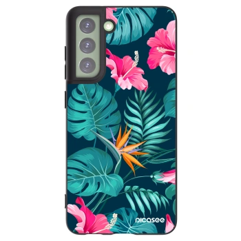 Picasee silikónový čierny obal pre Samsung Galaxy S21 FE 5G - Pink Monstera