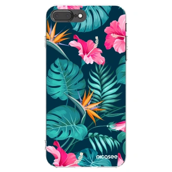Picasee silikónový prehľadný obal pre Apple iPhone 7 Plus - Pink Monstera