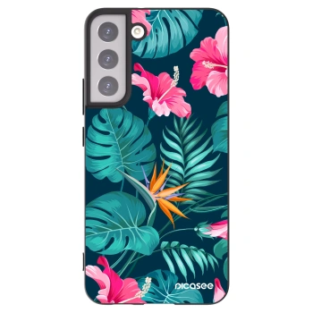 Picasee silikónový čierny obal pre Samsung Galaxy S22+ 5G - Pink Monstera
