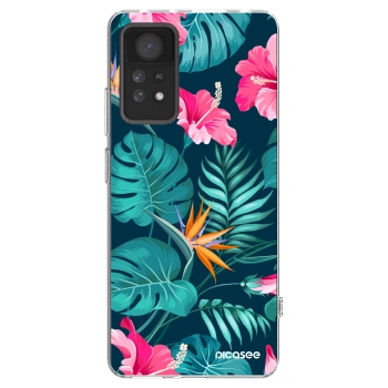 Picasee silikónový prehľadný obal pre Xiaomi Redmi Note 11 Pro - Pink Monstera