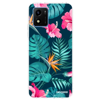 Picasee silikónový prehľadný obal pre Vivo Y01 - Pink Monstera