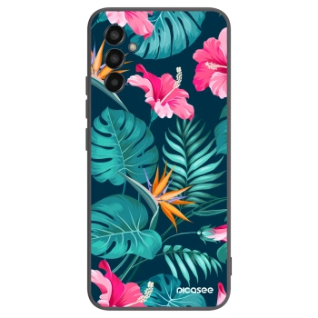 Picasee silikónový čierny obal pre Samsung Galaxy M13 M135F - Pink Monstera