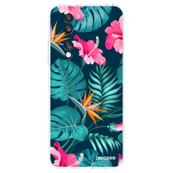 Picasee silikónový prehľadný obal pre Honor 70 - Pink Monstera