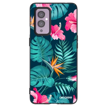 Picasee silikónový čierny obal pre OnePlus 9 - Pink Monstera