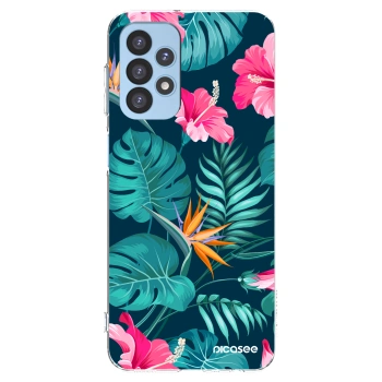 Picasee silikónový prehľadný obal pre Samsung Galaxy A23 A235F 4G - Pink Monstera