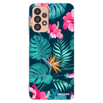 Picasee silikónový prehľadný obal pre Samsung Galaxy A23 A236B 5G - Pink Monstera