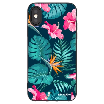 Picasee silikónový čierny obal pre Apple iPhone X/XS - Pink Monstera