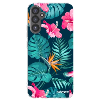 Picasee silikónový prehľadný obal pre Samsung Galaxy A34 5G A346B - Pink Monstera