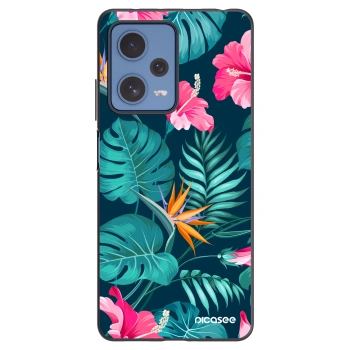 Picasee silikónový čierny obal pre Xiaomi Redmi Note 12 Pro 5G - Pink Monstera