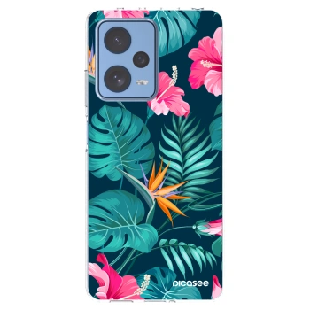 Picasee silikónový prehľadný obal pre Xiaomi Redmi Note 12 Pro 5G - Pink Monstera