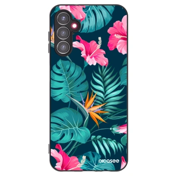 Picasee silikónový čierny obal pre Samsung Galaxy A14 4G A145R - Pink Monstera