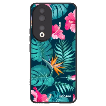 Picasee silikónový čierny obal pre Honor 90 5G - Pink Monstera