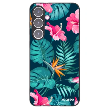 Picasee silikónový čierny obal pre Samsung Galaxy S24+ S926B 5G - Pink Monstera