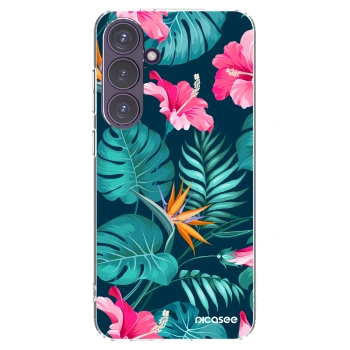 Picasee silikónový prehľadný obal pre Samsung Galaxy S24+ S926B 5G - Pink Monstera