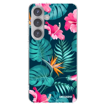 Picasee silikónový prehľadný obal pre Samsung Galaxy S24 S921B 5G - Pink Monstera