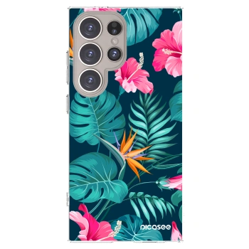 Picasee silikónový prehľadný obal pre Samsung Galaxy S24 Ultra S928B 5G - Pink Monstera