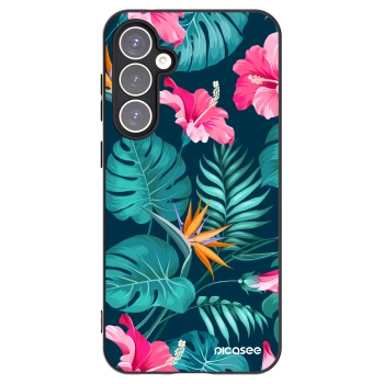 Picasee silikónový čierny obal pre Samsung Galaxy S23 FE S711B - Pink Monstera