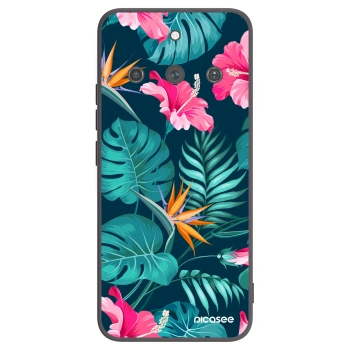 Picasee silikónový čierny obal pre Realme 11 Pro+ - Pink Monstera