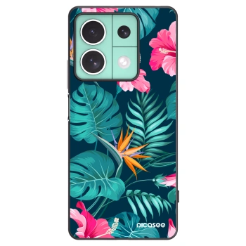 Picasee silikónový čierny obal pre Xiaomi Redmi Note 13 5G - Pink Monstera