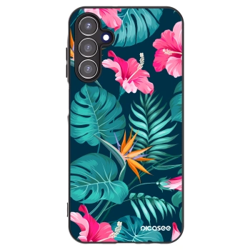 Picasee silikónový čierny obal pre Samsung Galaxy A15 A156B 5G - Pink Monstera