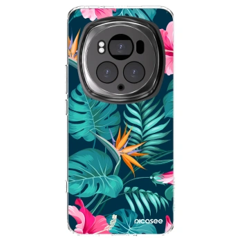 Picasee silikónový prehľadný obal pre Honor Magic6 Pro - Pink Monstera