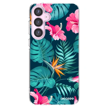 Picasee silikónový prehľadný obal pre Samsung Galaxy A55 5G A556B - Pink Monstera