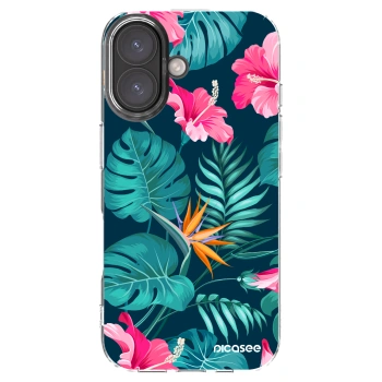 Picasee silikónový prehľadný obal pre Apple iPhone 16 - Pink Monstera
