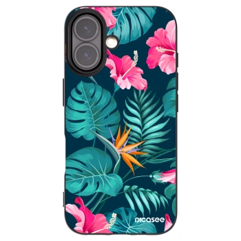 Picasee silikónový čierny obal pre Apple iPhone 16 - Pink Monstera