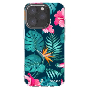 Picasee silikónový prehľadný obal pre Apple iPhone 16 Pro - Pink Monstera