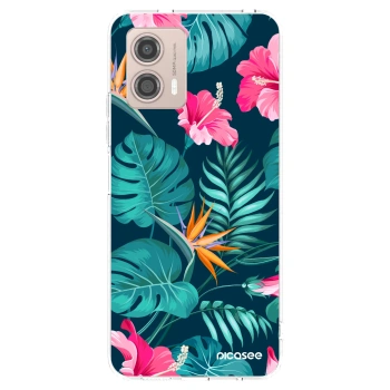 Picasee silikónový prehľadný obal pre Motorola Moto G53 5G - Pink Monstera