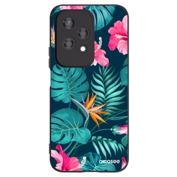 Picasee silikónový čierny obal pre Honor 200 Lite - Pink Monstera