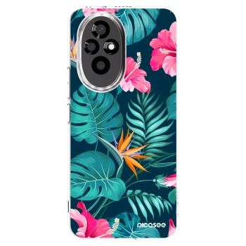 Picasee silikónový prehľadný obal pre Honor 200 5G - Pink Monstera