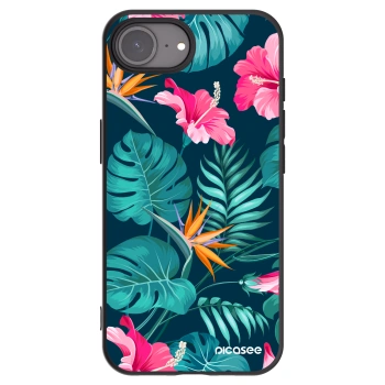 Picasee silikónový čierny obal pre Apple iPhone 16e - Pink Monstera