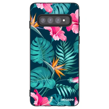 Picasee silikónový čierny obal pre Samsung Galaxy S10 G973 - Pink Monstera