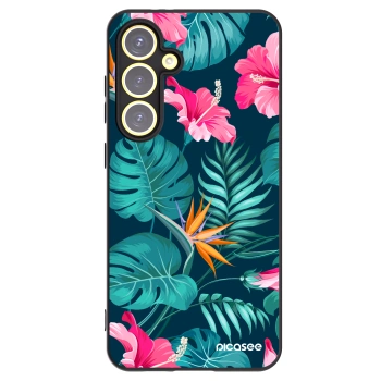 Picasee silikónový čierny obal pre Samsung Galaxy S24 FE S721B - Pink Monstera