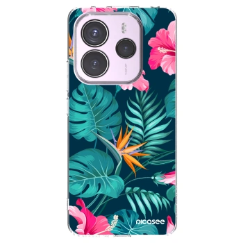Picasee silikónový prehľadný obal pre Xiaomi Redmi Note 14 5G - Pink Monstera