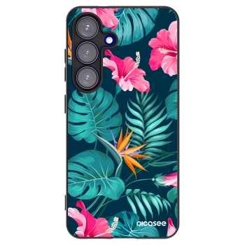 Picasee silikónový čierny obal pre Samsung Galaxy S25 5G - Pink Monstera