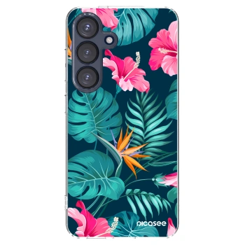 Picasee silikónový prehľadný obal pre Samsung Galaxy S25 5G - Pink Monstera